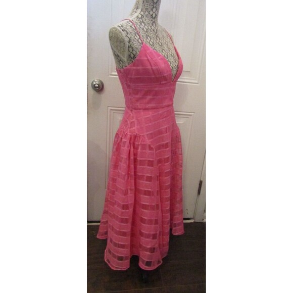 Black by Bariano Kora Midi Dress NWT V Neck Aline Barbie Pink Retail $247 Size 6 - Picture 8 of 11